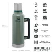 Stanley - termos clasic cu maner The Legendary Classic Bottle - verde Hammertone - 1.9 Litri