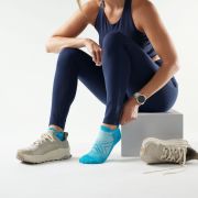 Șosete Merino alergare Smartwool Run - alb/albastru Capri | Low Ankle | Zero Cushion