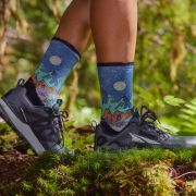 Șosete Merino alergare trail Smartwool Trail Run Mountain Print - albastru Twilight Blue | Crew | Targeted Cushion