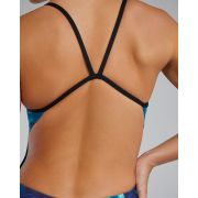 Costum înot întreg femei TYR Waveform Cutoutfit - albastru/verde | rezistent clor