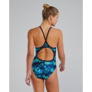 Costum înot întreg femei TYR Diamondfit - albastru/verde | rezistent clor