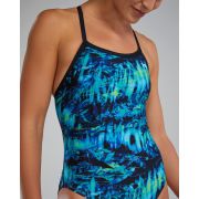 Costum înot întreg femei TYR Diamondfit - albastru/verde | rezistent clor