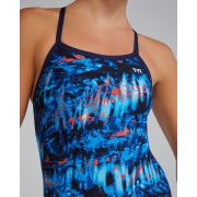 Costum înot întreg femei TYR Diamondfit - roșu/alb/albastru | rezistent clor
