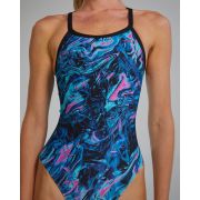 Costum înot femei TYR Marmaris - albastru/roz | rezistent clor