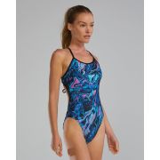 Costum înot întreg TYR Durafast Elite - albastru/roz | rezistent clor