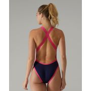 Costum înot întreg femei TYR Durafast Elite - bleumarin/roz | rezistent clor