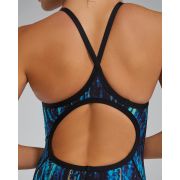 Costum înot întreg femei TYR Durafast Elite - albastru curcubeu/negru | rezistent clor