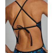 Costum înot întreg femei TYR Durafast Elite - albastru Rainbow/negru | rezistent clor