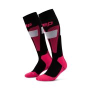 Șosete compresie schi femei CEP Ski Merino 3.0 - negru/roz | compresie schi