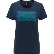 Haglöfs Träd Tee Print W – Tricou din bumbac organic cu imprimeu - Albastru Tarn Blue