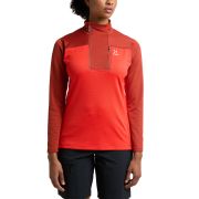 Haglöfs ROC Flash Mid Halfzip W – Bluză tehnică de cățărare cu fermoar scurt - Roșu Corrosion/Poppy red