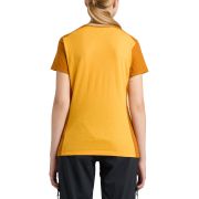 Haglöfs ROC Grip Tee W – Tricou din bumbac organic și cânepă cu imprimeu - Galben Sunny Yellow/Golden Brown