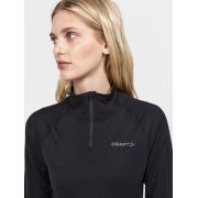 Craft ADV Wool Merino HZ W – Bluză strat de bază cu merinos și fermoar scurt - Negru