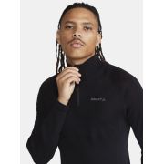 Craft ADV Wool Merino HZ – Bluză strat de bază cu merinos și fermoar scurt - Negru