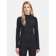 Craft ADV Wool Merino HZ W – Bluză strat de bază cu merinos și fermoar scurt - Negru