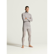 Craft Wool 95 HZ LS – Bluză strat de bază din lână merinos 95% cu fermoar scurt - Gri