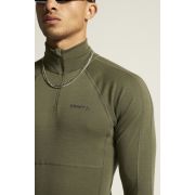 Craft ADV Wool Merino HZ – Bluză strat de bază cu merinos și fermoar scurt - Verde