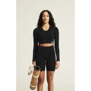 Craft Collective Rib Cropped LS Top W – Top scurt reiat cu mânecă lungă - Negru