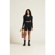 Craft Collective Rib Cropped LS Top W – Top scurt reiat cu mânecă lungă - Negru