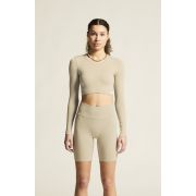 Craft Collective Rib Cropped LS Top W – Top scurt reiat cu mânecă lungă - Maro