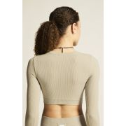 Craft Collective Rib Cropped LS Top W – Top scurt reiat cu mânecă lungă - Maro