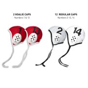 Finis - casti polo pe apa - set de echipa 1-14 - cu aparatori urechi - Alb