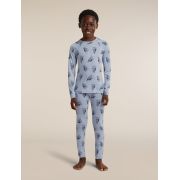 Colanți Icebreaker 200 Oasis Bear Tour - albastru Zinc Blue/Aop