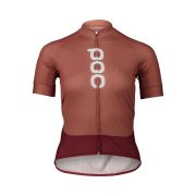 Tricou ciclism șosea POC Essential Road Logo Jersey W - Himalayan Salt/Garnet Red