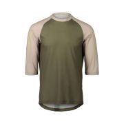 Tricou ciclism MTB POC MTB Pure 3/4 Jersey - Epidote Green/Light Sandstone Beige