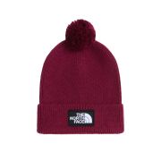 Căciulă cu pompon The North Face Logo Box Pom - bordo Burgundy Crush | pompon detașabil
