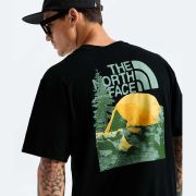 Tricou The North Face Pitch A Tent Relaxed pentru bărbați - negru Black | bumbac 100%
