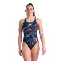 Arena - costum inot femei intreg - Logotype Swimsuit Single Shoulder - White Multi-Black