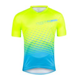 Tricou maneca scurta Force MTB Angle, albastru/fluo, 4XL