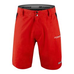 Pantaloni Force Blade MTB cu sub-pantaloni cu bazon, Rosu, XS