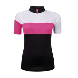 Bluza ciclism Force View Lady maneci scurte negru/alb/roz