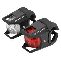 Bikefun - Set lumini pentru bicicleta (far + stop), Stellar, 2 leduri - negru