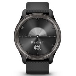 Garmin - vivomove Trend - Ramă Neagra din oţel inoxidabil - carcasa neagra - bratara silicon neagra