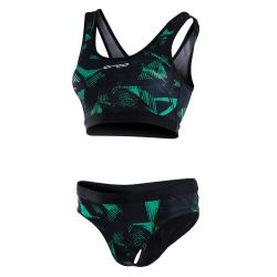 Orca - Costum de baie doua piese pentru Femei Bra &amp; Bikini - print negru verde