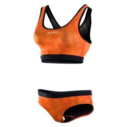Orca - Costum de baie doua piese pentru Femei Bra &amp; Bikini - print portocaliu negru