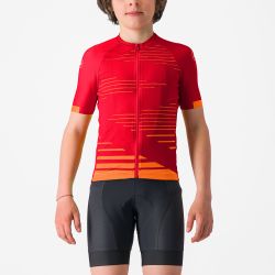 Castelli - tricou ciclism maneca scurta copii - Aero Kid Jersey - rosu | portocaliu