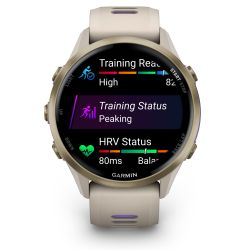 Garmin Forerunner 970 AMOLED Titan Sapphire - Smartwatch multisport soft gold/ french grey