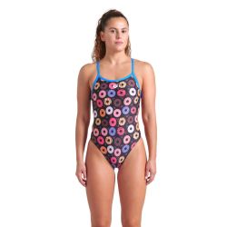 Arena - costum inot femei intreg - Donuts Swimsuit Challenge Back - Black - Multi I Blue I River
