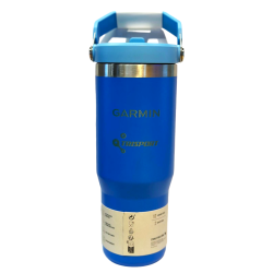 Stanley - termos tip sticla cu pai - Flip Straw Tumbler - albastru intens azur - 890 ml - Personalizat Trisport - Garmin