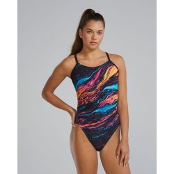 Costum înot întreg femei TYR Cutoutfit Magmata - auriu rainbow | Durafast Elite