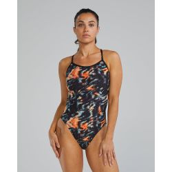 Costum înot întreg femei TYR Durafast Elite Trinityfit - portocaliu/bleu/negru | rezistent clor