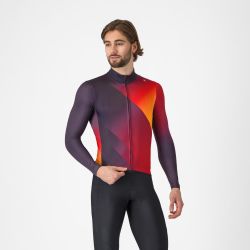 Tricou ciclism Castelli Amplify Thermal - mov/roșu/galben | termoizolant