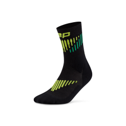 Șosete compresie mid cut CEP Core Run Merino 3.0 - negru | lime | alergare iarnă