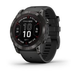 Garmin fenix 7X Pro – Ediţia Sapphire Solar | Titan DLC Carbon Grey, curea neagră