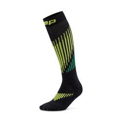 Șosete compresie înalte CEP Core Run Merino 3.0 - negru/lime | alergare iarnă