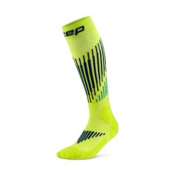 Șosete compresie înalte CEP Core Run Merino 3.0 - lime/albastru | alergare iarnă